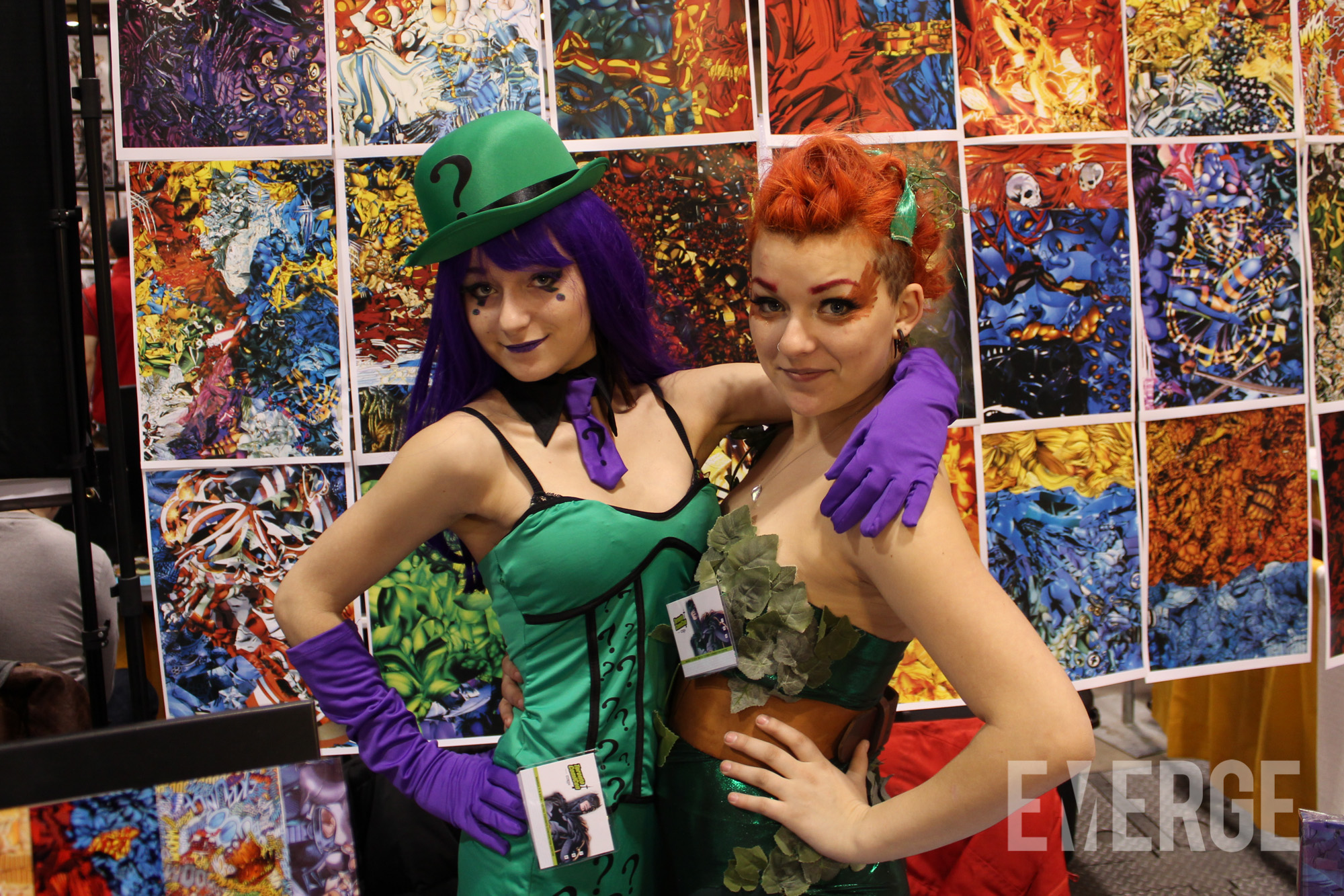 "Ridlette" and Poison Ivy posing in front of their booth