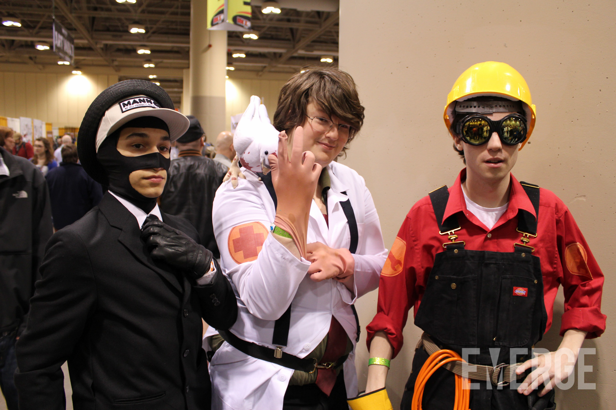 The Spy, Medic and Engineer took a quick break from Team Fortress 2 for a picture