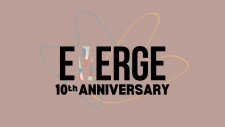 illustration of text that reads "EMERGE 10th anniversary"